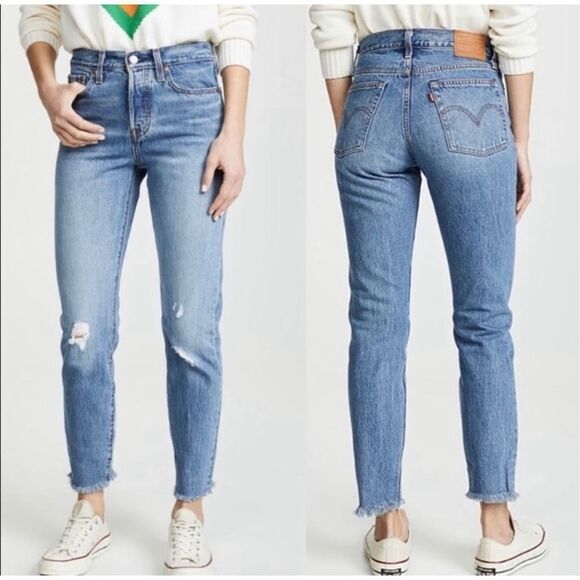 LEVI’S Wedgie Skinny Button Fly Raw Hem jeans Size 25 - Picture 1 of 7